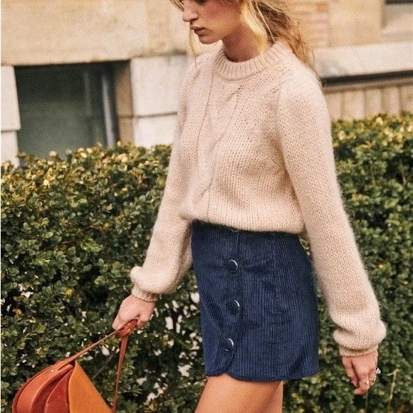 Sezane Cozy Cream Cable Knit Sweater - Picture 3 of 8